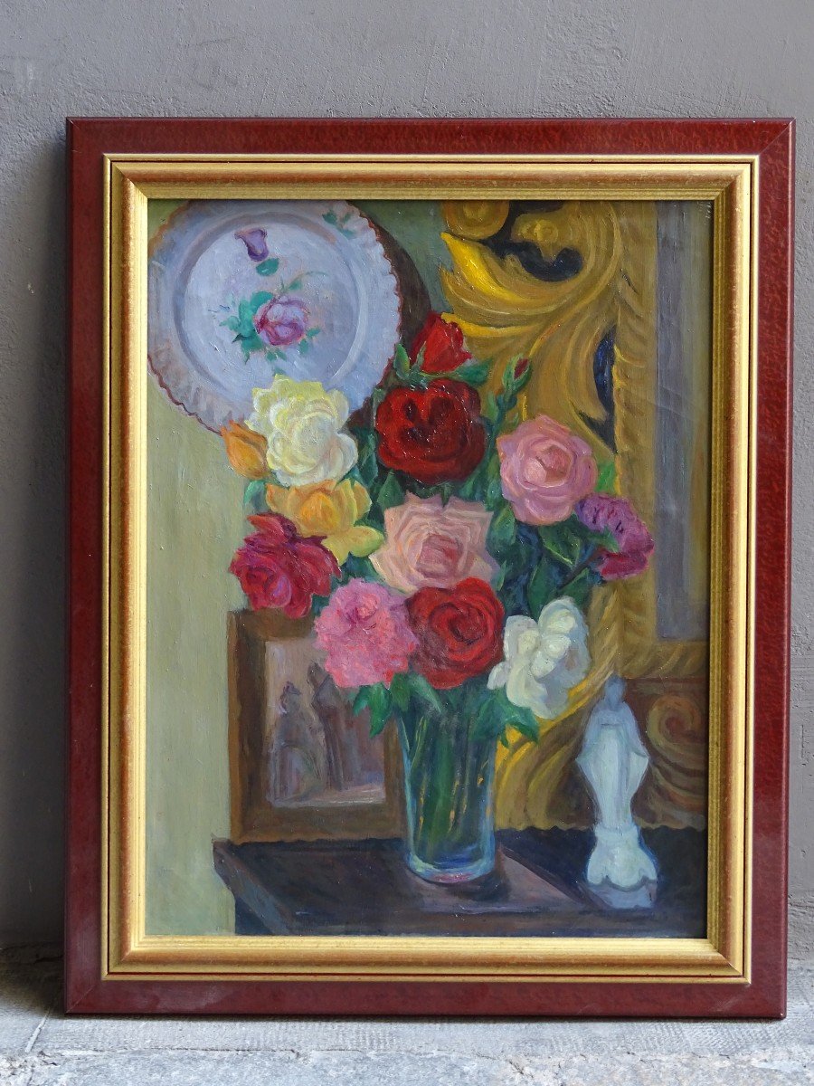 Louise Tagnard Bouquet De Roses Années 70