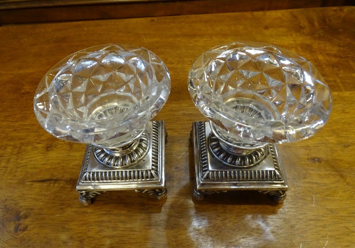 Pair Of Salt Shakers In Silver Restoration Period-photo-2