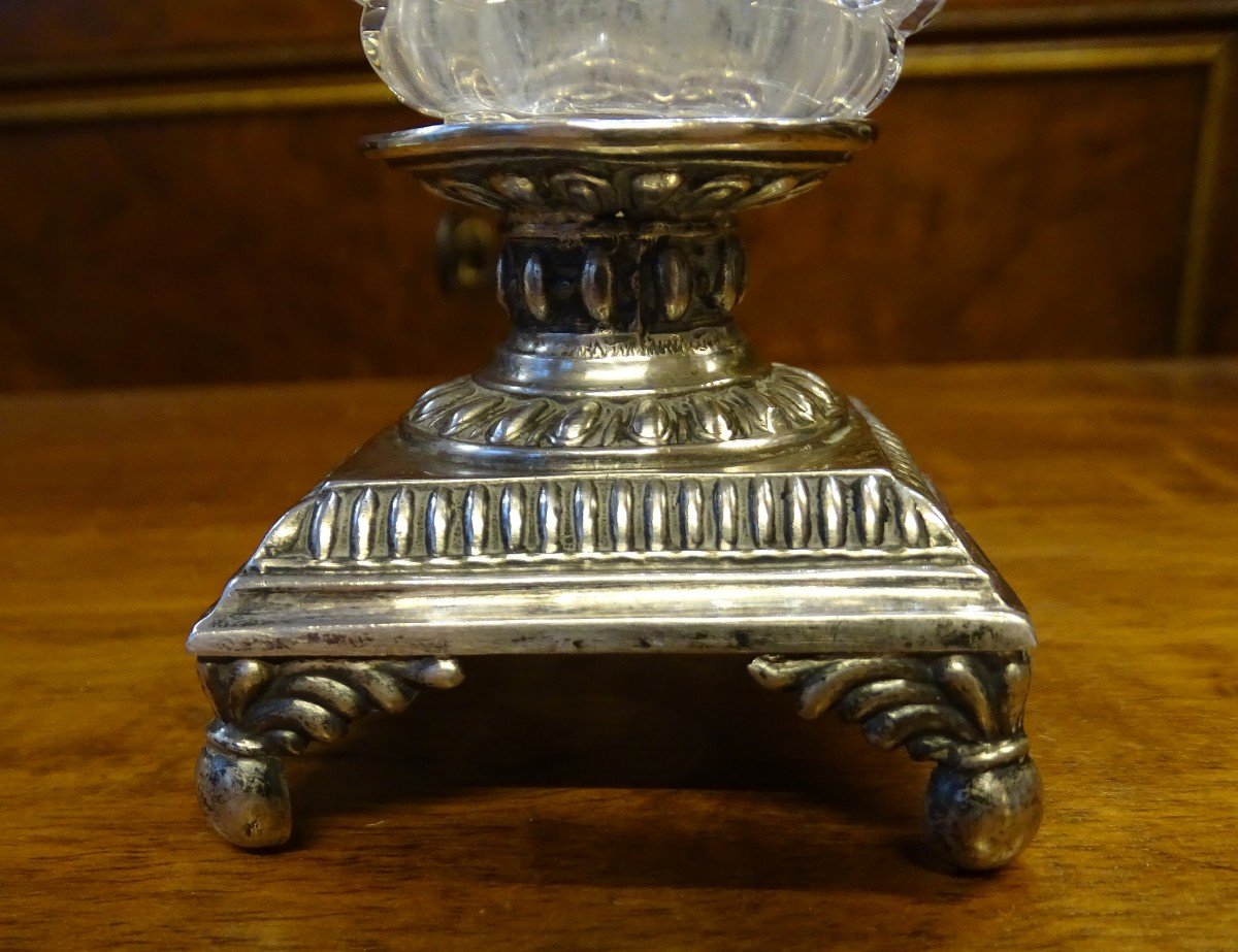 Pair Of Salt Shakers In Silver Restoration Period-photo-3