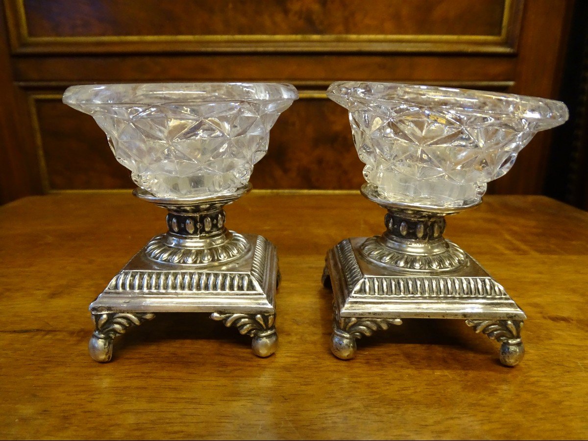 Pair Of Salt Shakers In Silver Restoration Period