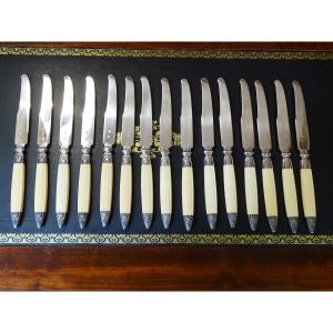 Cardeilhac 15 Fruit Or Cheese Knives Ivory Handle Late 19th/1900