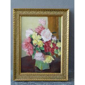 Jacques Wolf Roses In A Square Vase 20th