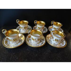 6 Tasses à Café En Porcelaine 19ème