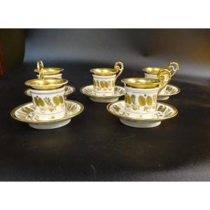 5 Tasses à Café En Porcelaine 19ème