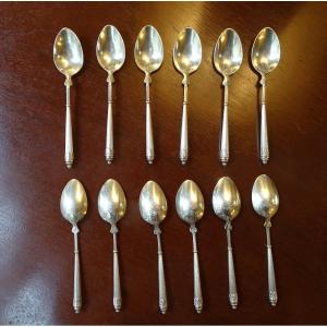 12 Small Silver Teaspoons 1st Half Of The 20th