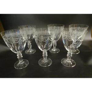 6 verres à eau en cristal de Portieux 1900