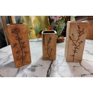 3 Ceramic Vases By Raymonde Leduc Vallauris 