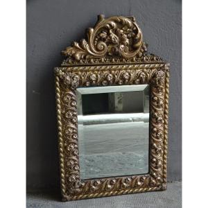 Miroir en Laiton Repoussé Napoléon III