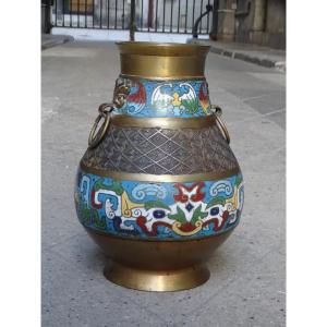 Bronze Vase With Cloisonné Enamelwork China 20th
