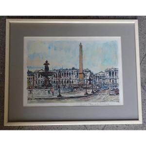 Polo Cambier Watercolor Place De La Concorde
