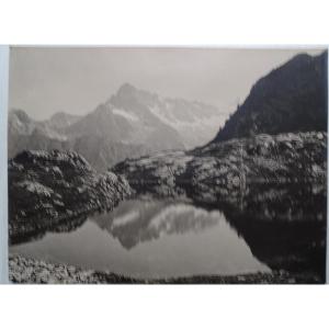 Oddoux photo argentique Lac de montagne dans les Alpes années 50