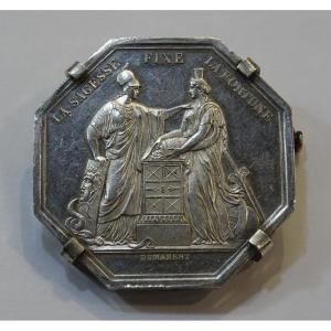 Silver Medal From The Bank Of France Mounted As A Brooch