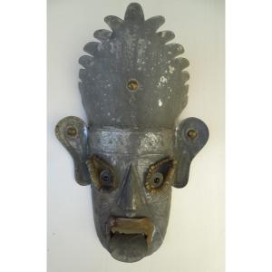 Large Sheet Metal And Brass Mask 1970s
