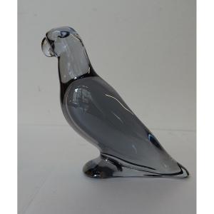 Baccarat Smoked Crystal Parrot