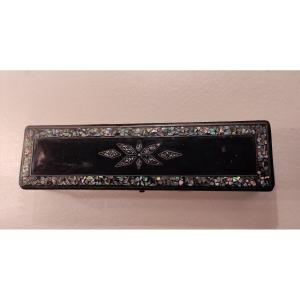 Plumier en Papier Mâché ou Carton Bouilli et Nacre