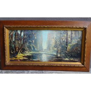 Calès Summer-themed Chantourne Oil On Cardboard 