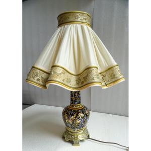 Gien Earthenware Lamp With Bronze Base