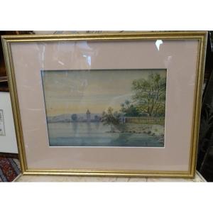 Watercolor Lakeside 1883