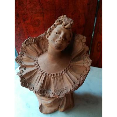 Bust Of Elegant Terracotta Art Nouveau