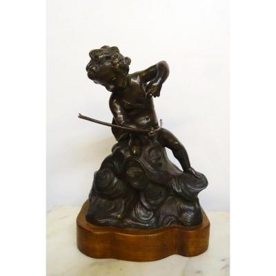 Neptune Enfant Sujet En Bronze 18ème