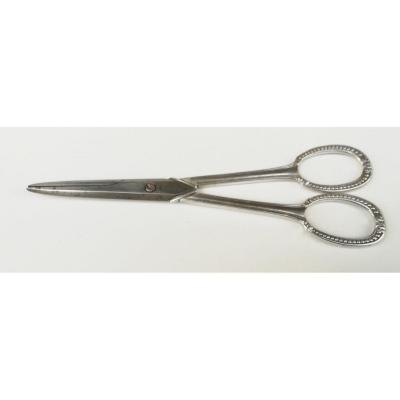 Pair Of Silver And Steel Scissors Early 20th