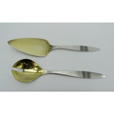 Pie Shovel And Cherry Spoon In Silver 1940s / 1950s
