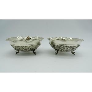 Pair Of Japanese Silver Cups Late 19th / 1900