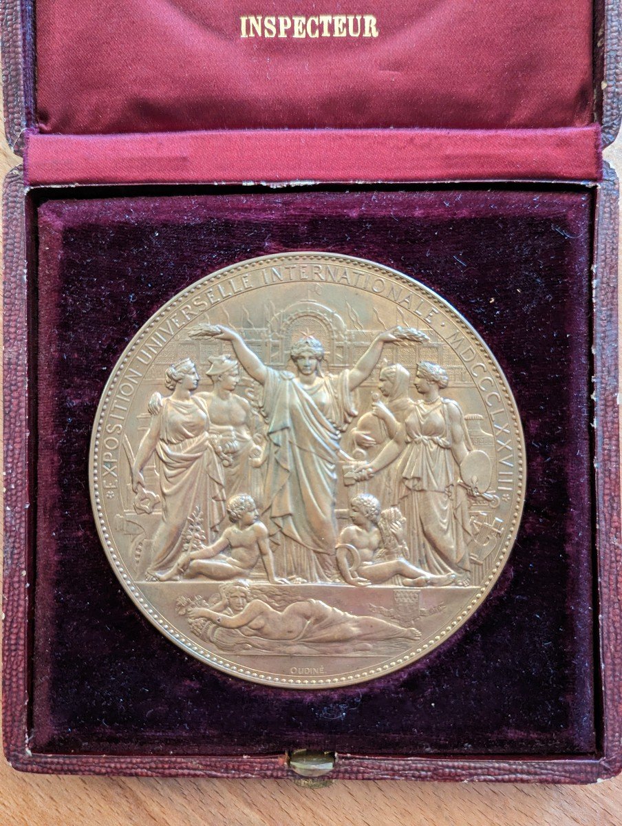 Grosse médaille commémorative : Exposition Universelle 1878, Paris, par Oudiné-photo-2