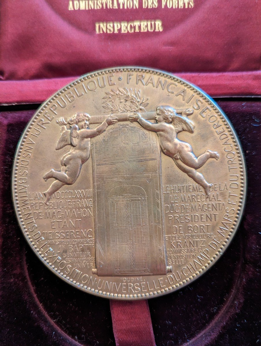 Large Commemorative Medal: Universal Exhibition 1878, Paris, By Oudiné-photo-3