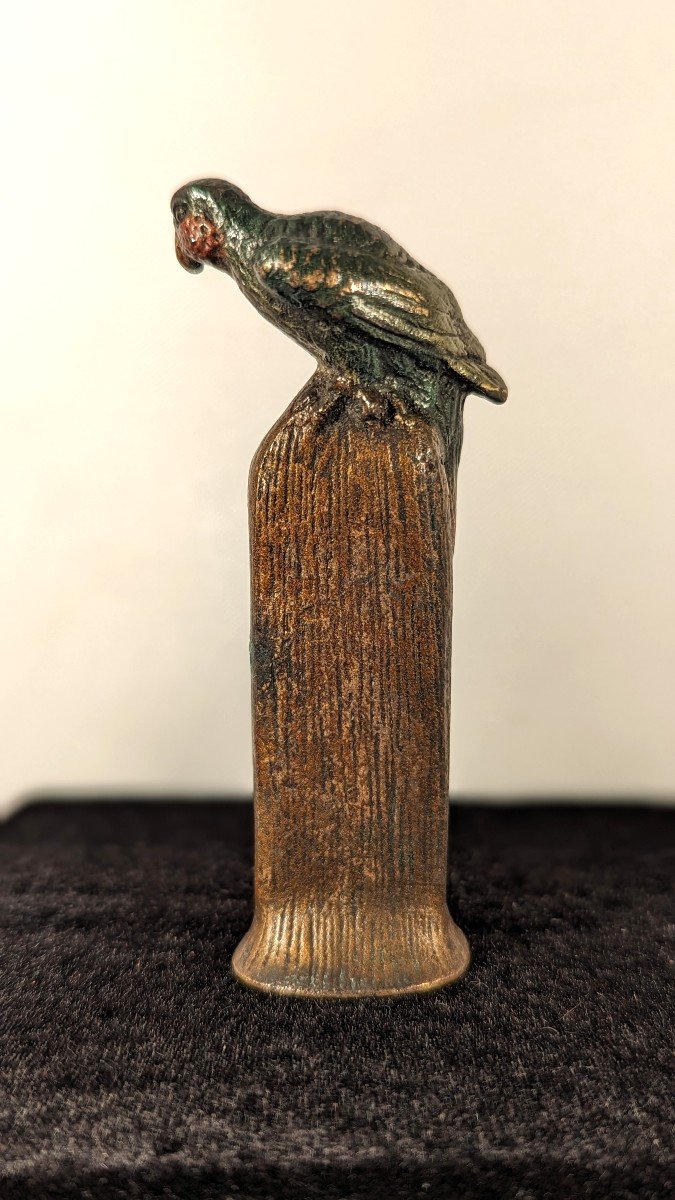 Parrot Seal, Painted Bronze From Vienna-art Nouveau-writing-letter-photo-2
