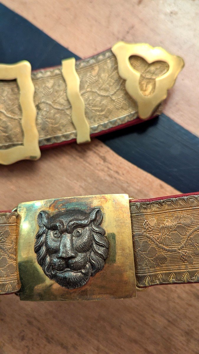 19th Century Belt And Its Cartridge Pouch Banner For Children-photo-3