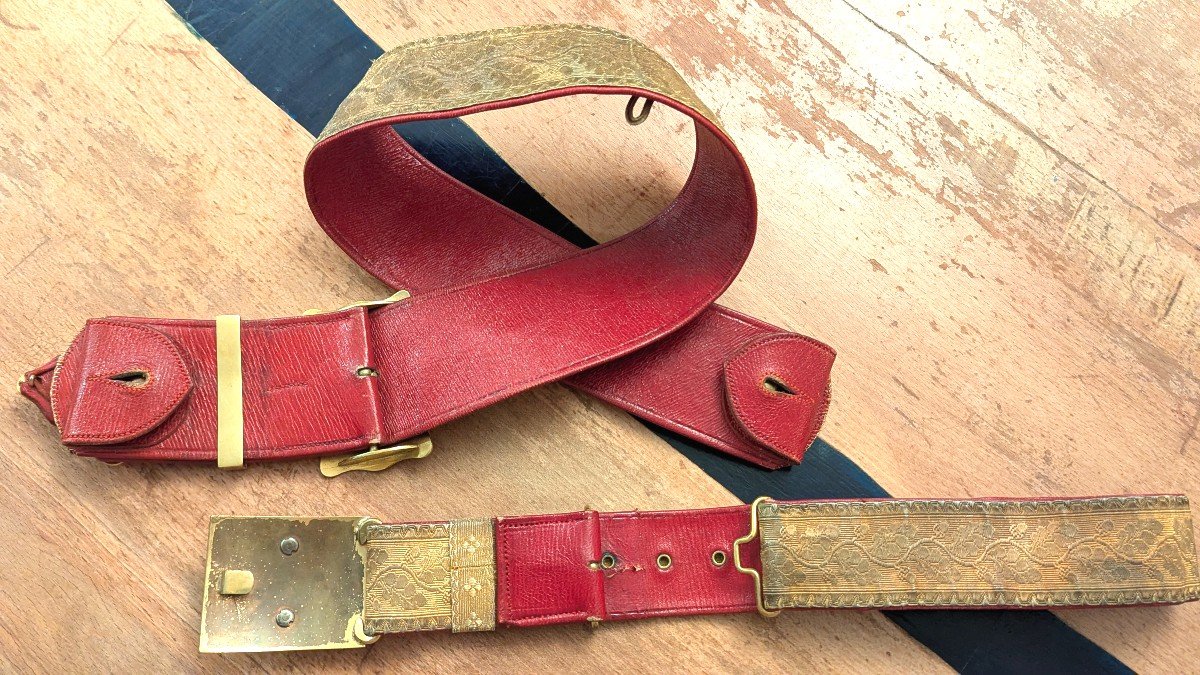19th Century Belt And Its Cartridge Pouch Banner For Children-photo-4
