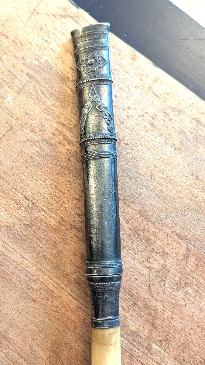 Couteau de type Dha-Vietnam-Argent et ivoire-photo-2