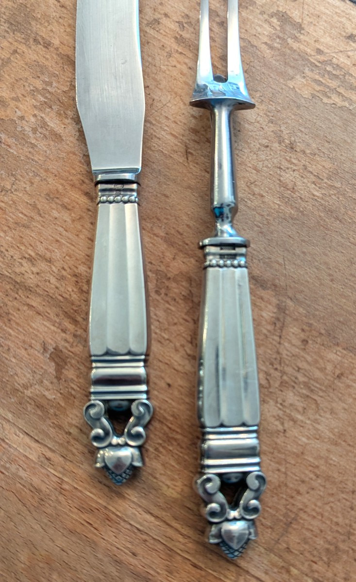 Couverts à découper Georg Jensen-Argent massif-Art Déco-photo-2