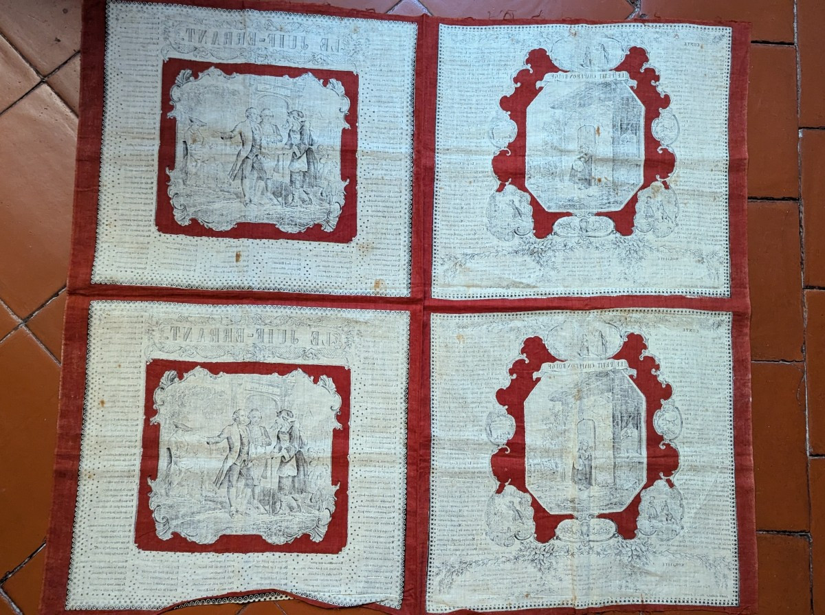 Tissu imprimé 19ème pour 4 mouchoirs-Lamy-Godard et Buquet-Rouen-photo-4