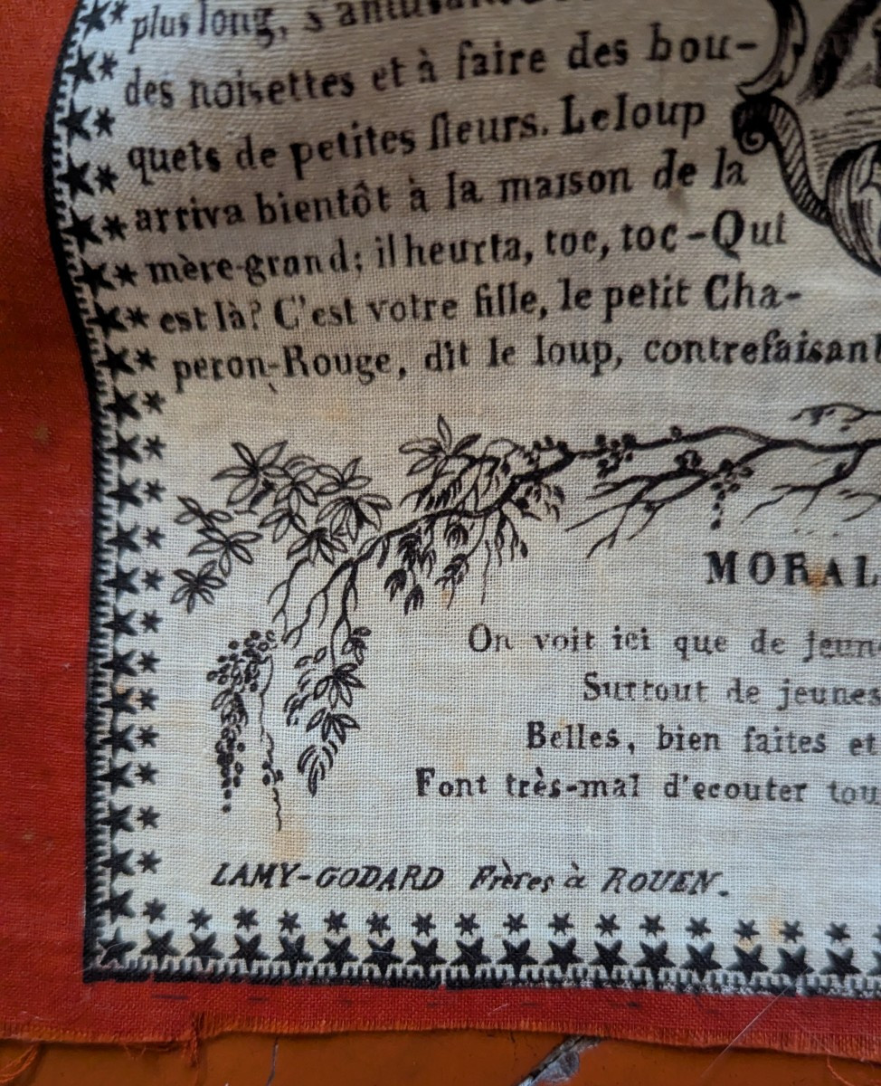 Tissu imprimé 19ème pour 4 mouchoirs-Lamy-Godard et Buquet-Rouen-photo-1