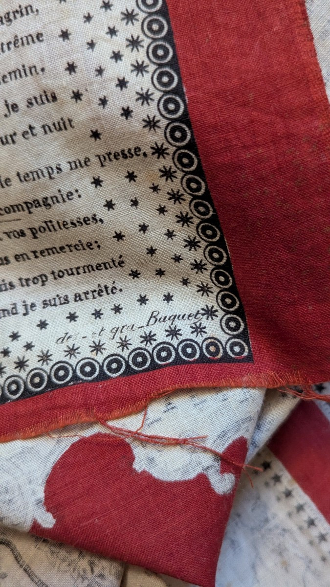 Tissu imprimé 19ème pour 4 mouchoirs-Lamy-Godard et Buquet-Rouen-photo-2