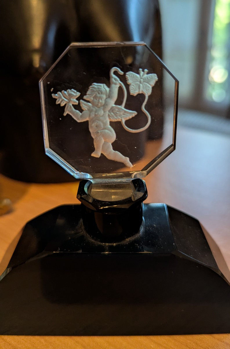 Art Deco Perfume Bottle In Black And Clear Glass - Czech - Hoffmann-photo-2