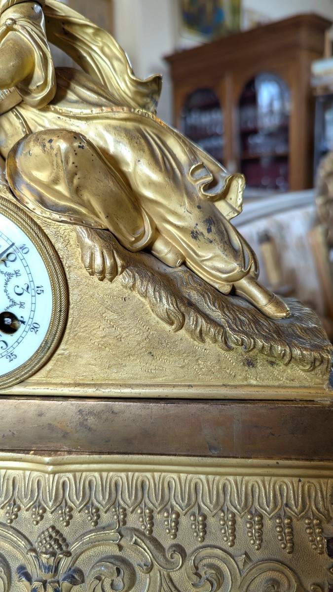 Pendule en bronze doré, 19ème-Mécanisme à fil, signé Pons-photo-3