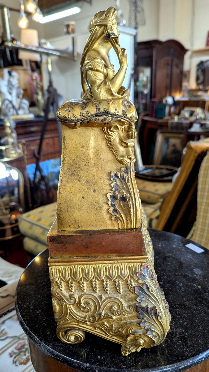 Pendule en bronze doré, 19ème-Mécanisme à fil, signé Pons-photo-1