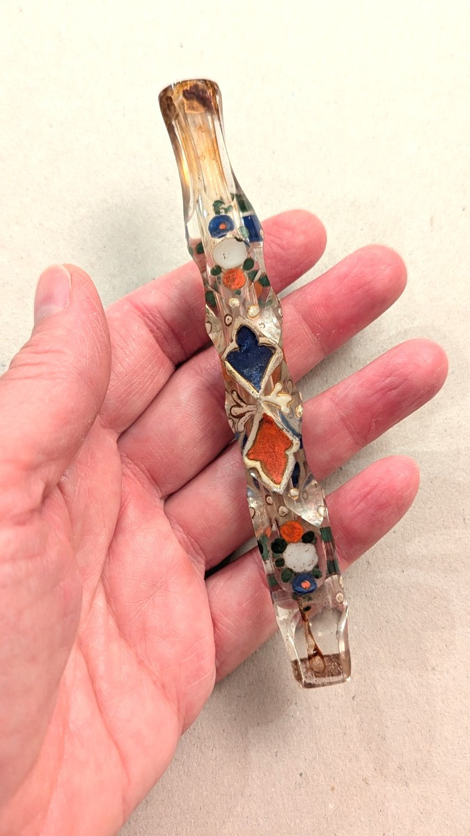 18th Century Perfume Bottle In Cut And Enamelled Glass - Corsetière - Lavender-photo-4