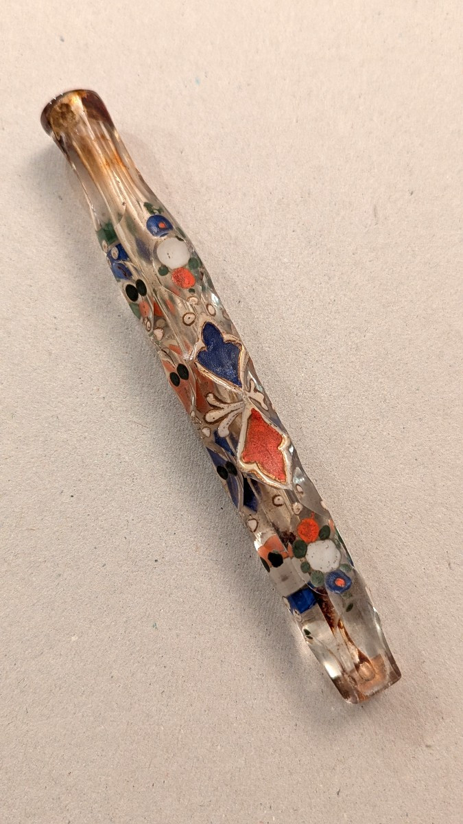 18th Century Perfume Bottle In Cut And Enamelled Glass - Corsetière - Lavender