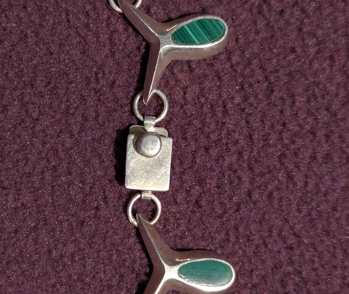 Collier en argent massif et malachite-Taxco Mexico-Design-photo-3