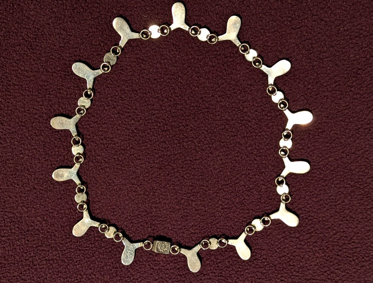 Collier en argent massif et malachite-Taxco Mexico-Design-photo-4