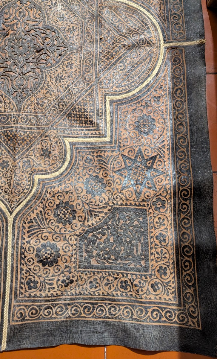 Tapis 19ème, en cuir entièrement découpé en surface-Art Islamique-photo-3
