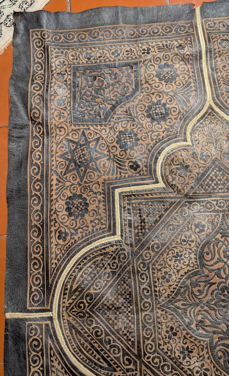 Tapis 19ème, en cuir entièrement découpé en surface-Art Islamique-photo-4