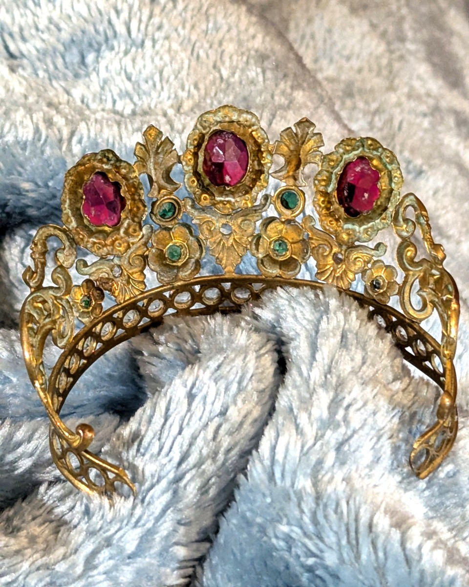 Couronne pour statue religieuse, 19ème-Vierge-Bijou d'opéra-photo-1