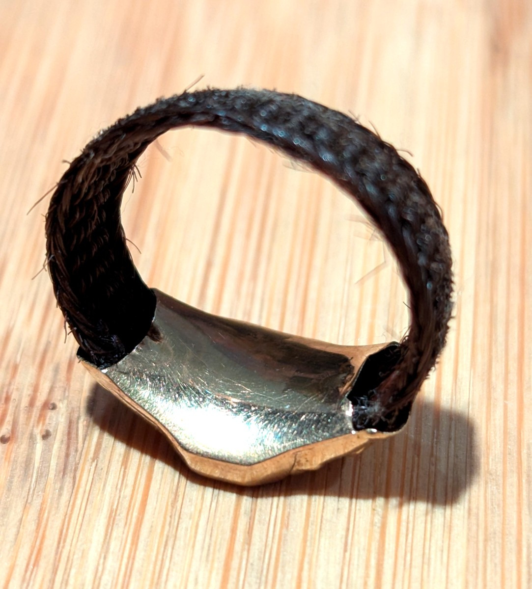 Bague en or 18 carats et cheveux tressés 19ème-Anneau-Chevalière-photo-3