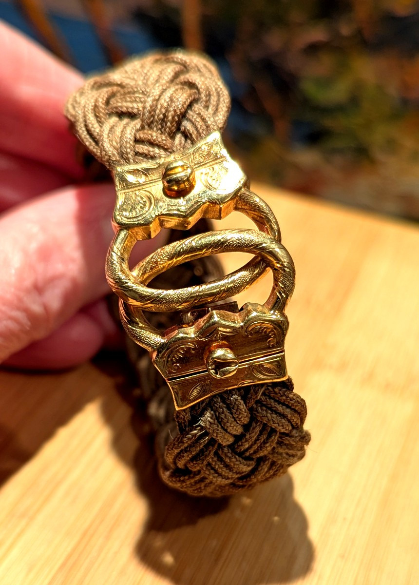 Bracelet en or 18 carats et cheveux tressés 19ème-Bijou-photo-3