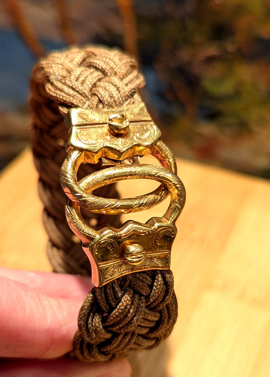 Bracelet en or 18 carats et cheveux tressés 19ème-Bijou-photo-4